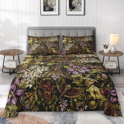 Ensemble de draps 4 pièces, ensembles de literie en microfibre Moth Witch Skull pour enfants et adultes