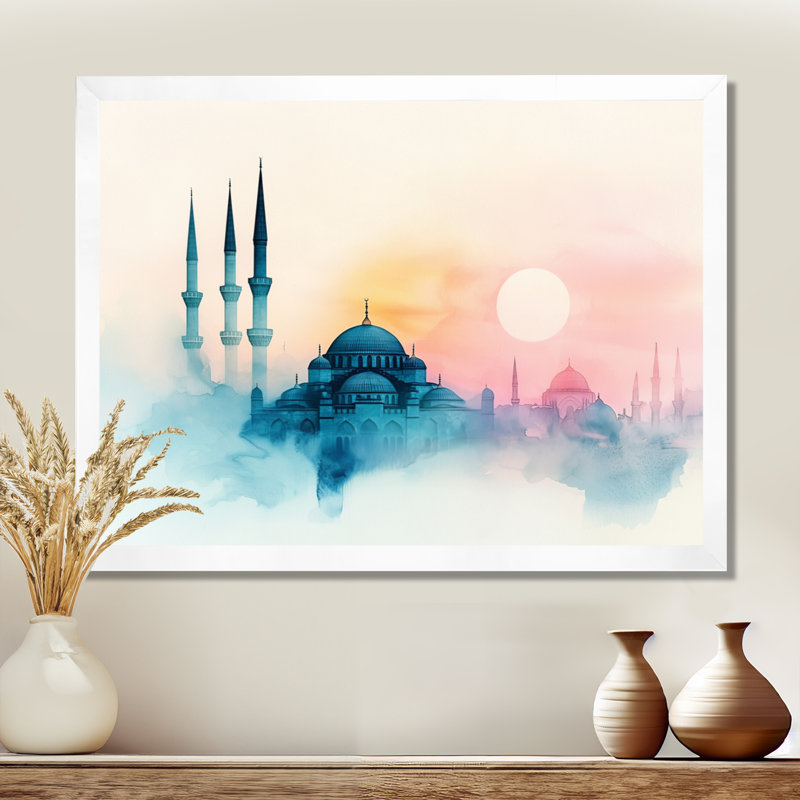 Mosquée à l'aube, décoration murale Turquie Turquie I - l'Islam, H 24 po x l 32 po, Blanc