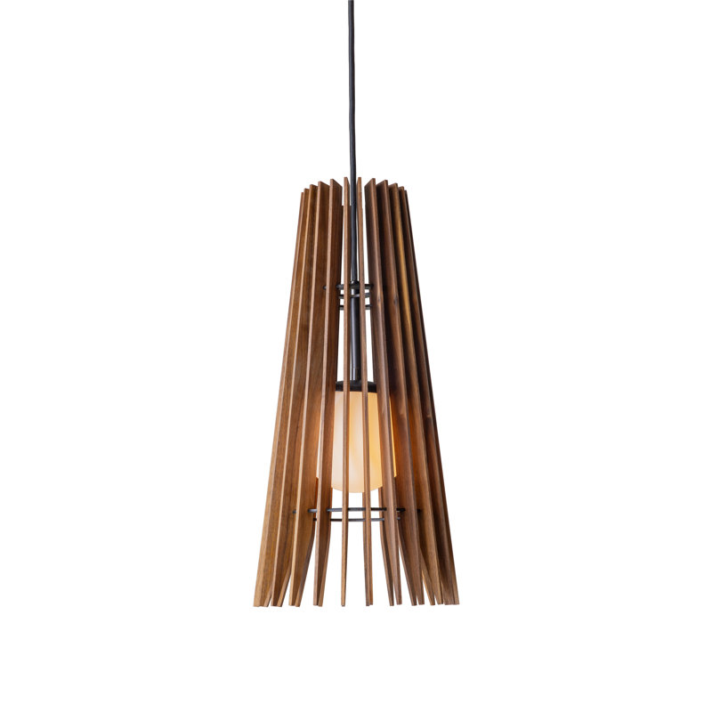 Lex 1 - Light LED Pendant, 19" H x 9.2" W x 9.2" D, Black, Walnut