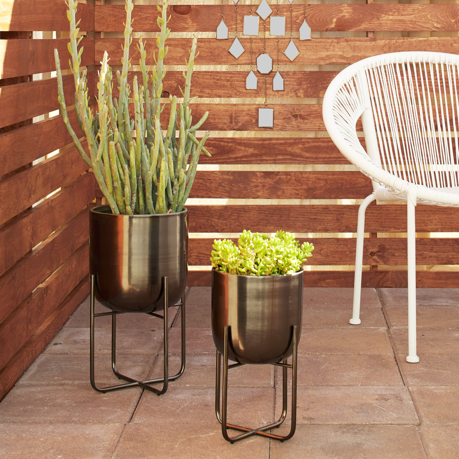 Nickson 2-Piece Iron Pot Planter Set, Black