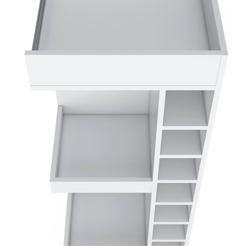 Fm Furniture Lamer Corner Bar Cabinet With Wine Rack And Open Shelf, White