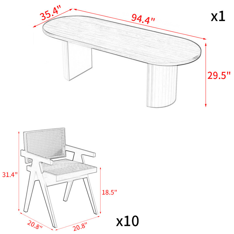 Nordic solid wood oval dining table