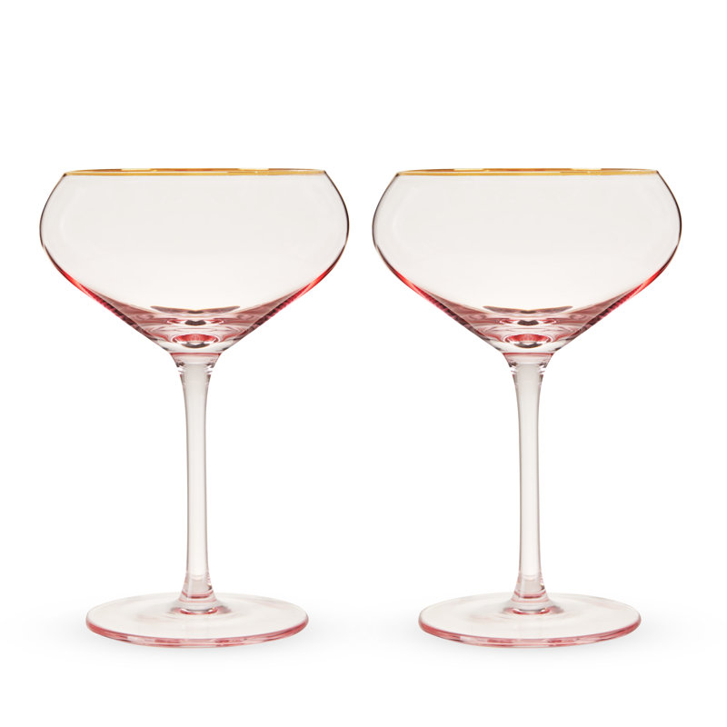 Verres en cristal rose, ensemble de 2