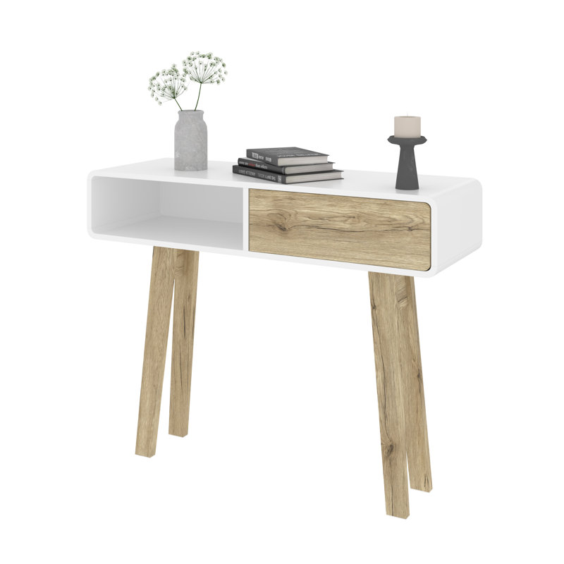 Console Corrigan Studio® Aliyus 40W en Uv noir et chêne brun sable, Blanc / chêne brun sable