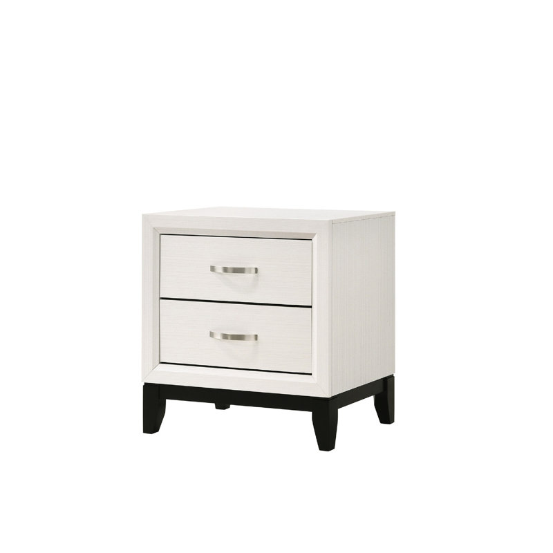 Table de chevet White Chalk 2 - moderne et fonctionnelle pour la chambre à coucher et le salon, White