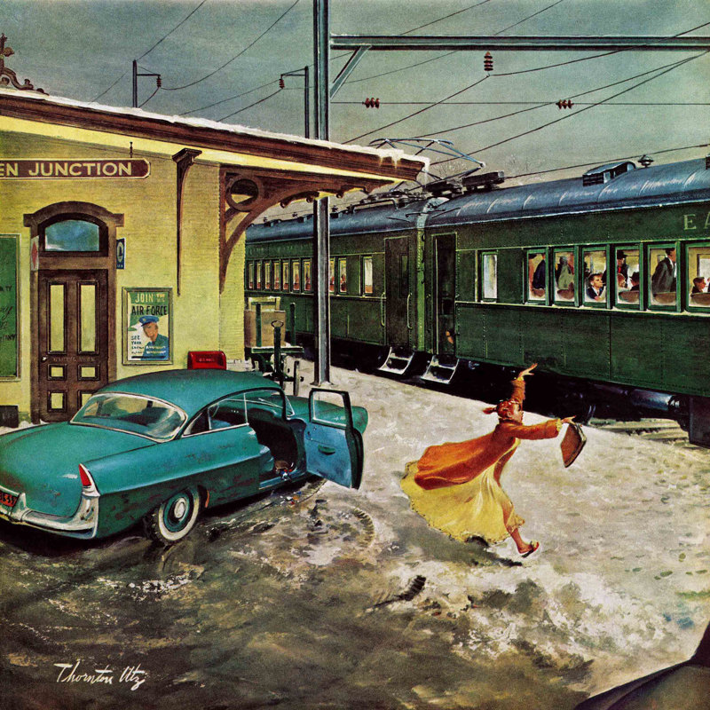 « catching the train », impression sur toile tendue, H 32 po x l 32 po