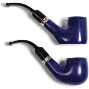 Ensemble de tuyaux Hanseatic Ocean Blue, 2 tuyaux, avec anneau argent, finition bleue lisse