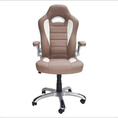 Fauteuil de direction à dossier haut avec accoudoirs rabattables, chameau
