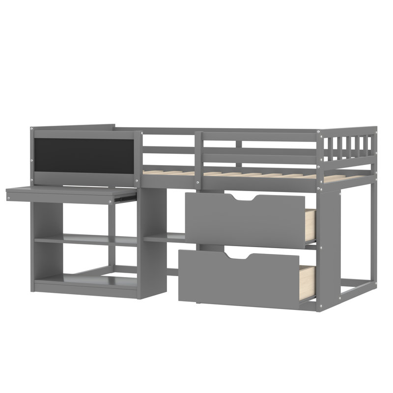 Evren Kids Twin Loft Bed, Gray