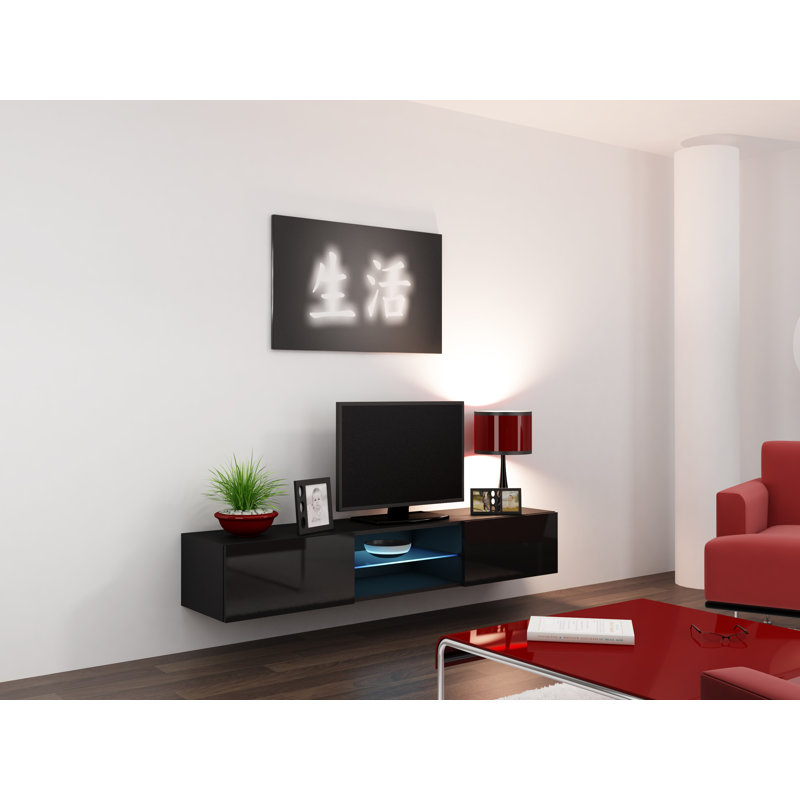 Robertson TV Stand, Black/Glossy Black