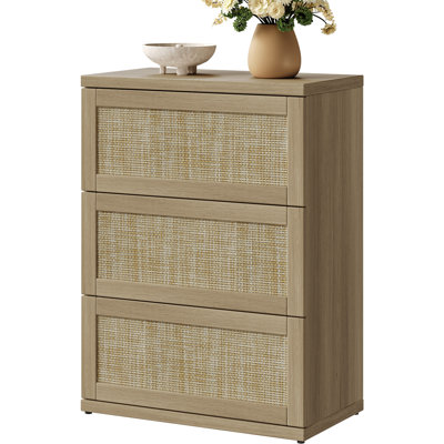 Rattan Accent Cabinet 3-Drawer Sideboard