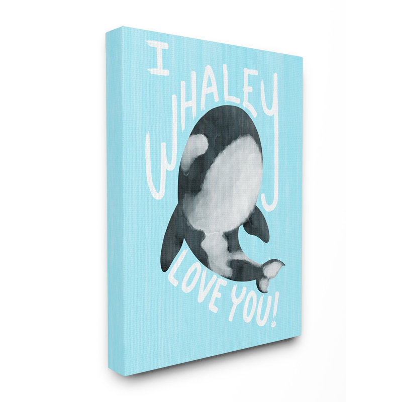 « deécorceing blue i baleine love you you orcas baleine », art, H 30 po x l 40 po x P 1,5 po, Toile