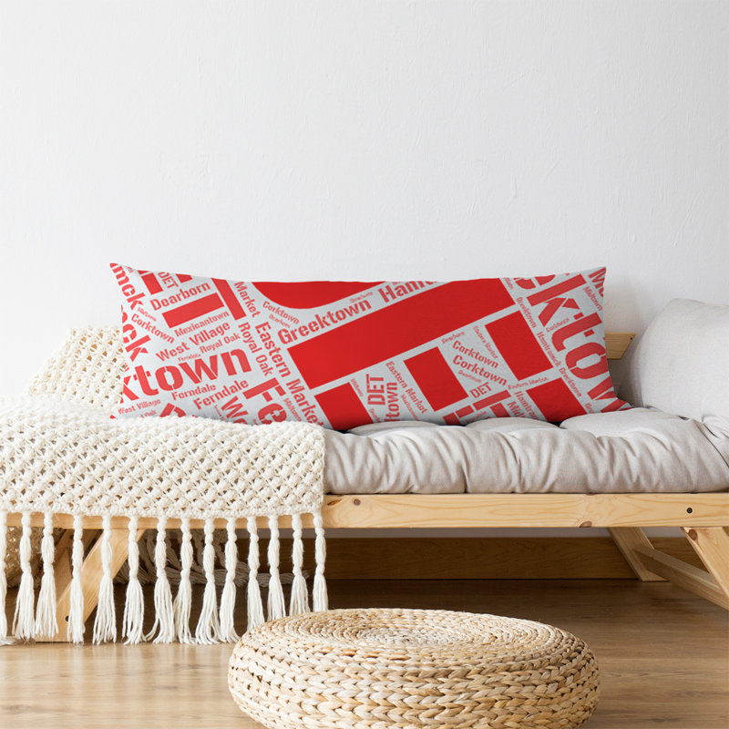 Reversible Throw Pillow, Red, Detroit