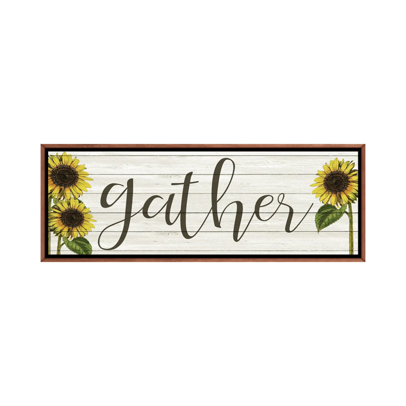 Sunflower Gather by Kimberly Allen - Panoramic Print on Canvas, 121.92 cm H x 40.64 cm W, Brown Floater Frame