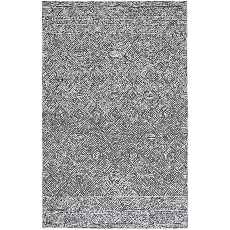 Tapis géométrique en laine / coton touffeté à la main Ginessa, Rectangle 3 pi x 5 pi