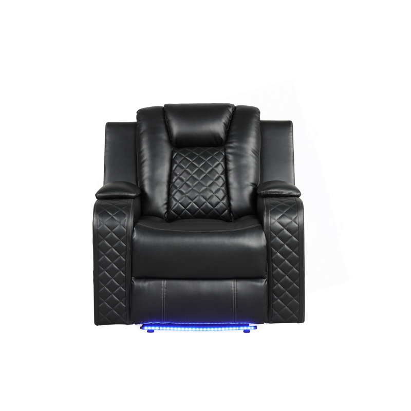 Fauteuil inclinable électrique à DEL en similicuir, Noir