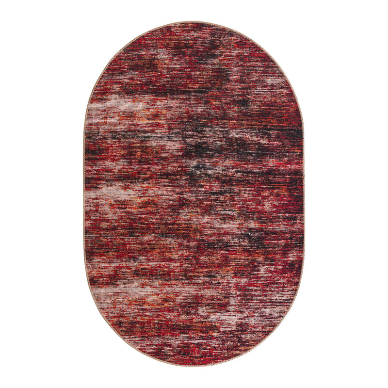 Tapis rouge / gris Montalto, Ovale 3 pi 6 po x 5 pi 6 po