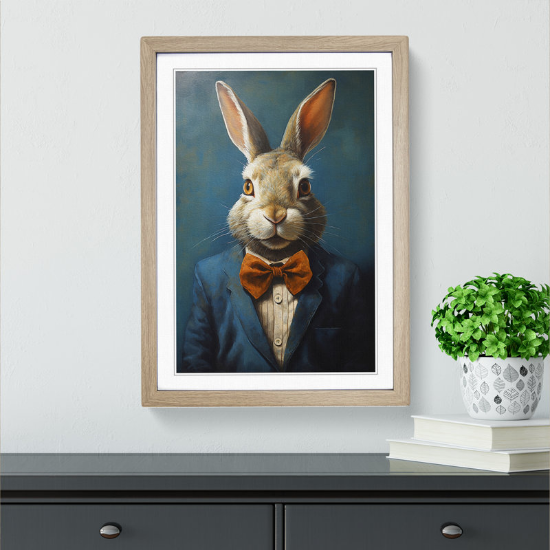Rabbit Expressionism No.4 - Framed Print, Oak , 46cm H x 34cm W x 2cm D