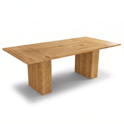 78" Farmhouse Rectangular Dining Table with Storage Base, Natural Wood Veneer, MDF Construction, Seats 6
