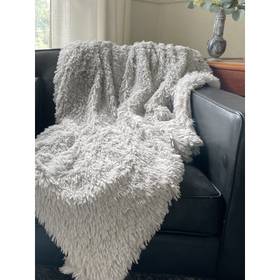 Laurel & Mayfair Shaggy Solid Faux Fur Throw - 50x60"