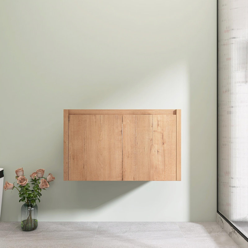 30 Inch Wall-Mounted Bathroom Vanity Base With Soft Closing Doors, Imitative Oak