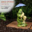 Statue de grenouille H 11 "avec parasol mauve pour jardin, patio et pelouse
