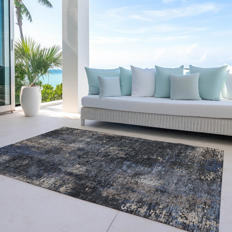 Tapis intérieur / extérieur en polyester Yoshino, Rectangle 9 pi x 12 pi