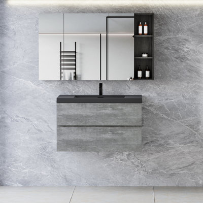 Meuble-lavabo simple 36 po avec plateau en quartz Rouxel