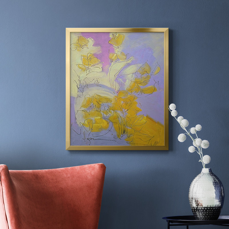 Toile encadrée de qualité supérieure Free Bird - prête à être accrochée, Or, H 20 po x l 16 po