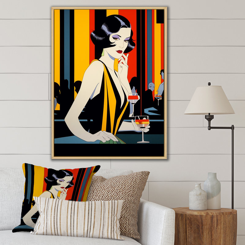 Pop Art Night Life Diva, H 32 po x l 24 po x P 1 po, Cadre naturel flottant