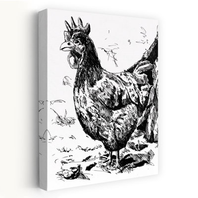 Illustration rustique de poule, style abstrait contemporain, oiseau, nature, faune sauvage, affiche murale
