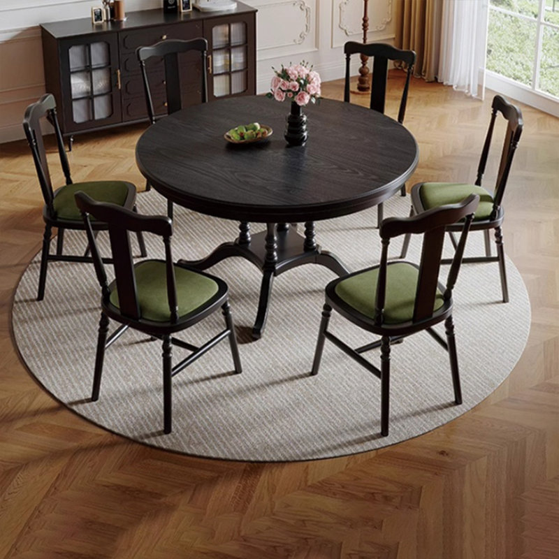 Ensemble de tables rondes en bois massif de style français, Noir, noir, noir, noir, 7