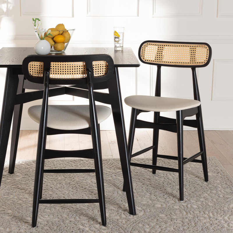 Tabouret de comptoir 24 po Bianey, Noir, Crème