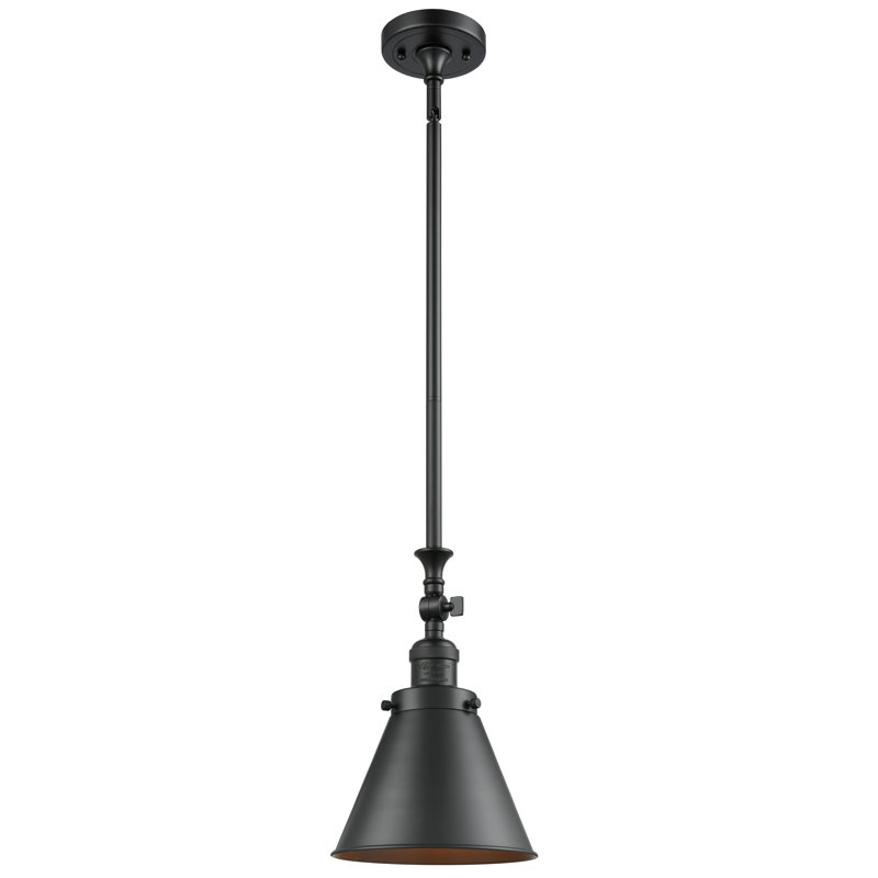 Luminaire suspendu conique à 1 lumière Donovan, Noir mat, Noir mat