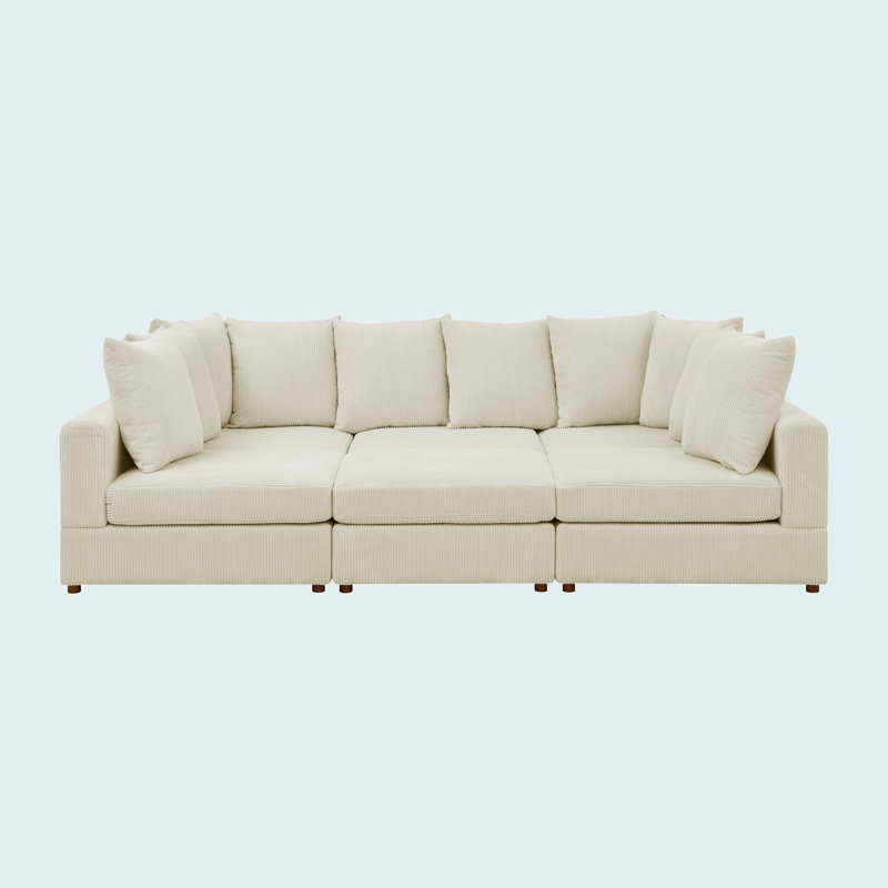 Canapé modulaire 6 pièces, Velours côtelé crème