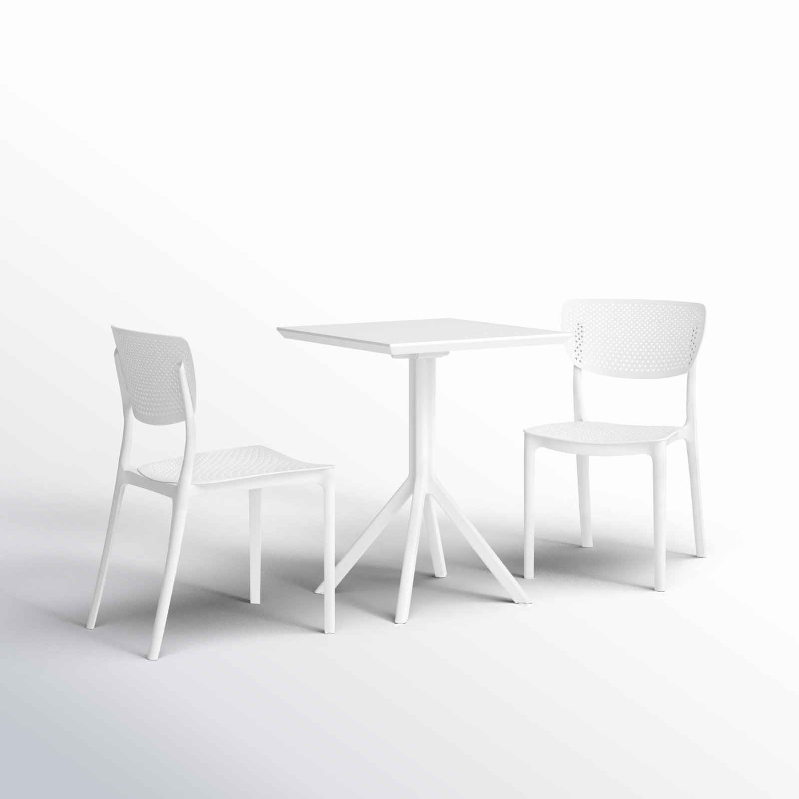 Farrah 31" Square 2-Person Bistro Set, White, 23.6" D x 23.6" W x 29.5" H