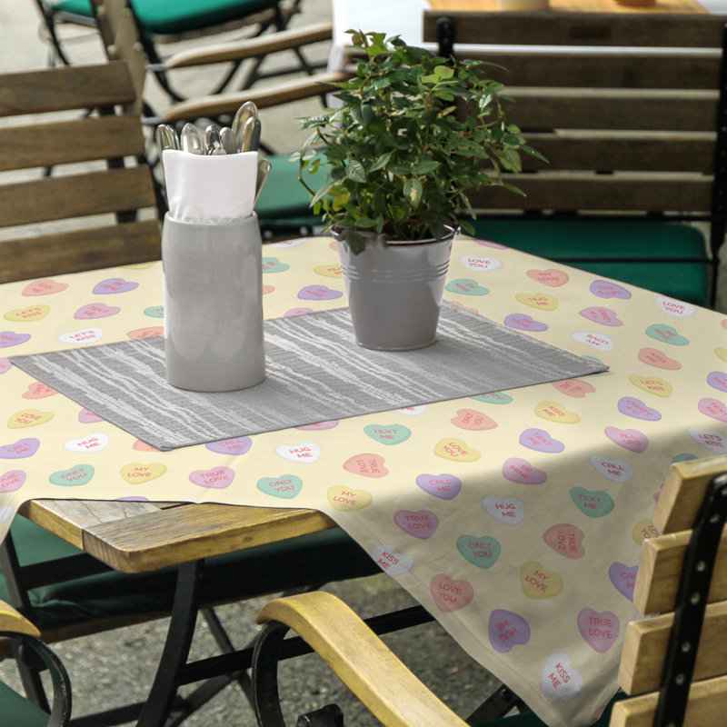 Festive Hol Tablecloth, 58" L x 58" W, Yellow/Purple/Green