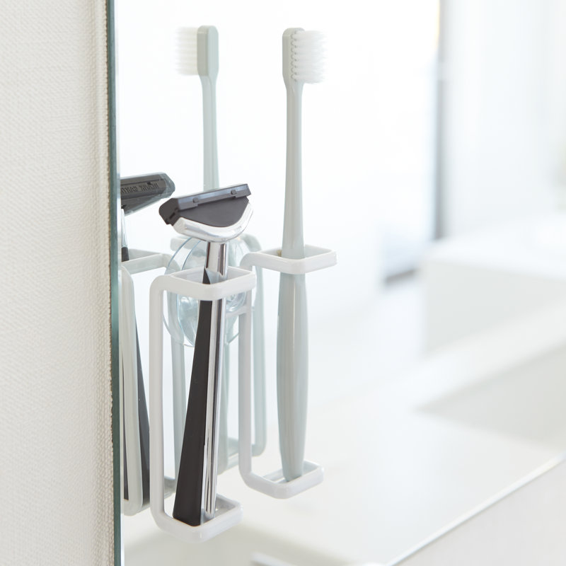White Steel Minimalist Dual Toothbrush Holder