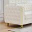 Canapé capitonné 86 po à 3 places avec pieds dorés, style Chesterfield-132940781