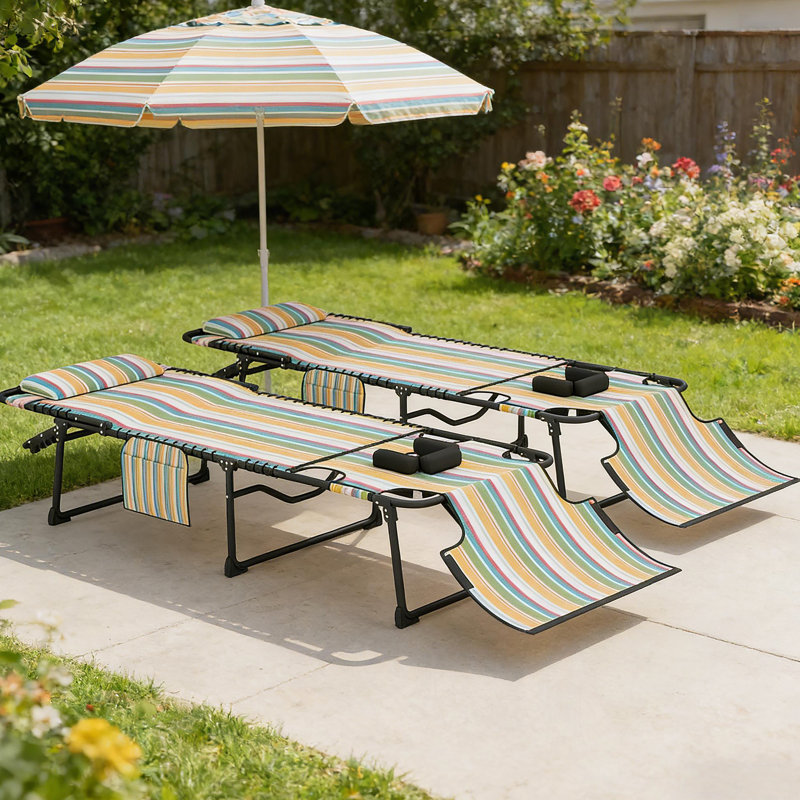 Chaise pliante 2 pièces, chaise inclinable portable