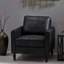 Fauteuil club moderne à profil bas - microfibre, noir, confortable et élégant avec coussins et détails subtils