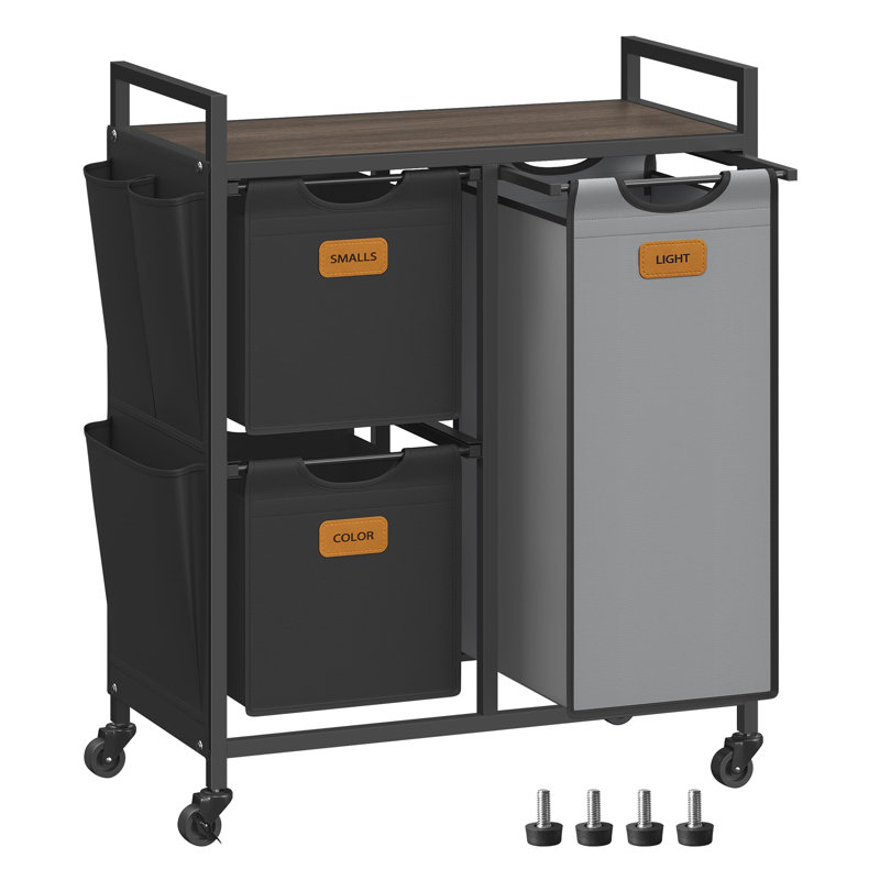 Rolling Laundry Hamper with Handles, Black