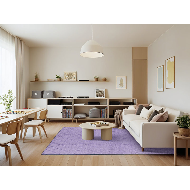 Tapis mauve à motif géométrique, Rectangle 7 pi x 9 pi