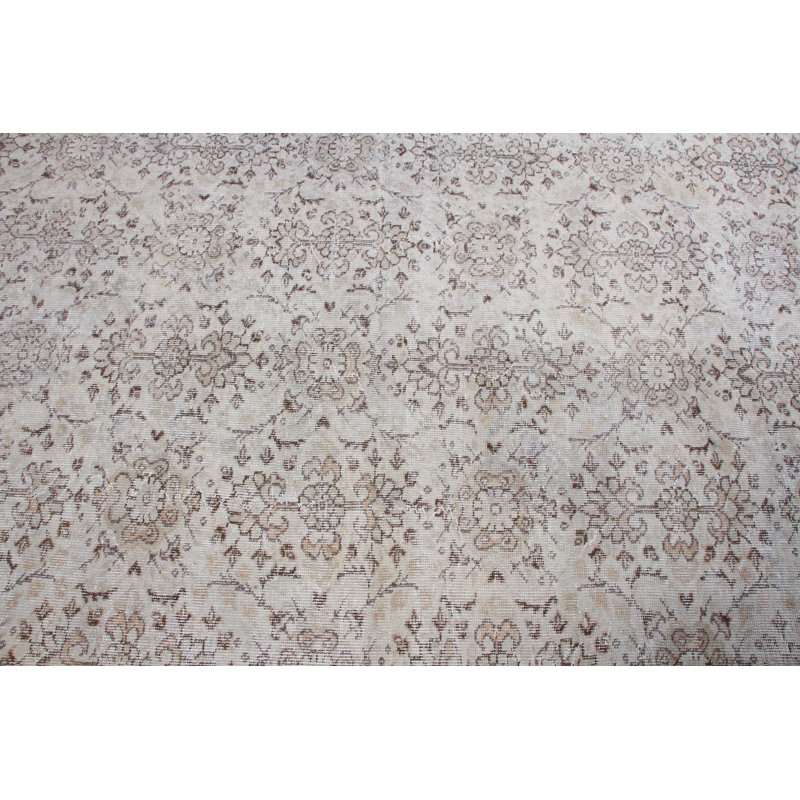Tapis vintage en laine de style turc vintage Oushak beige idéal pour les salons et les décors antiques