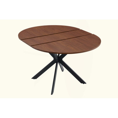 Extendable Round Dining Table (43" To 54") - Space-Saving Dining Table With Sturdy Metal Legs,For Small Apartment/Living Room, 4-6 Seater Multi-Functi