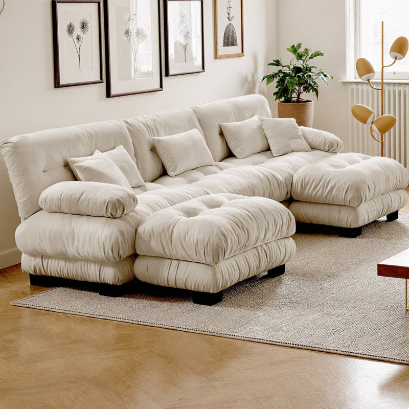 Canapé modulaire surdimensionné en U avec 2 repose-pieds CloudHaven, conception de canapé Cloud en tissu chenille de qualité supérieure, siège profond confortable pour le salon, 3 places avec coussins