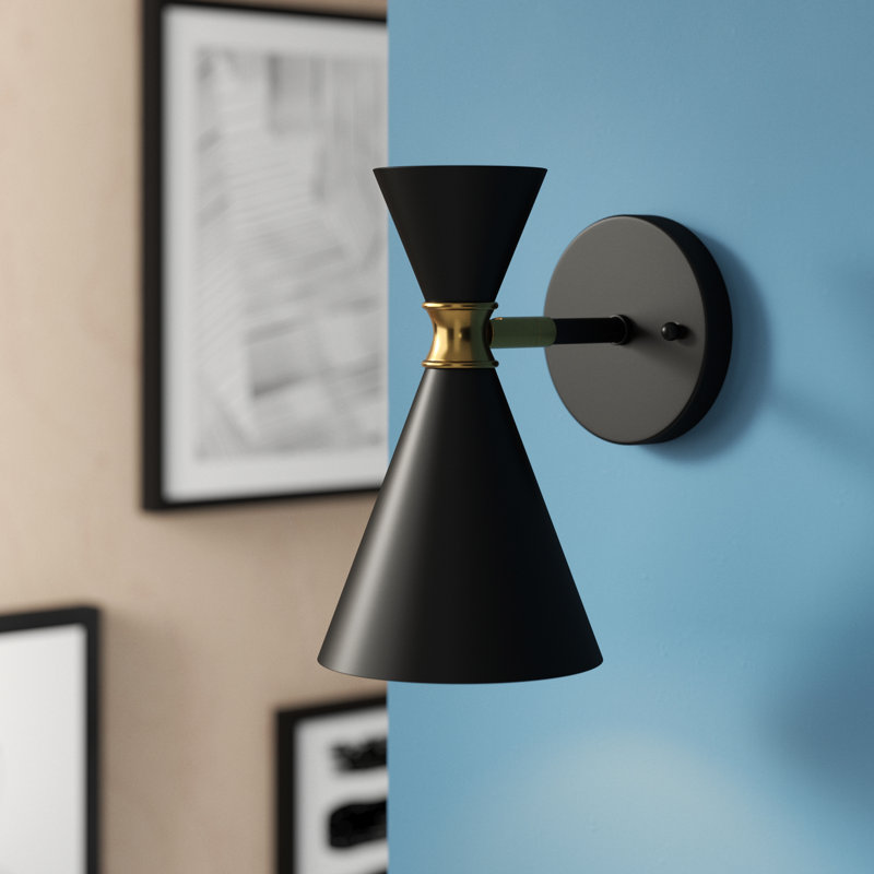 Badgett 9.5"H Dimmable Armed Sconce/Wall Light, Black