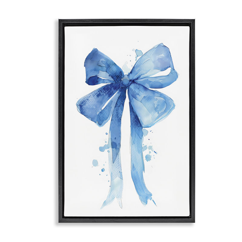 Cadre flottant bleu avec aquarelle, conception par LSR Design Studio, Cadre flottant noir de jais, H 25 po x l 17 po