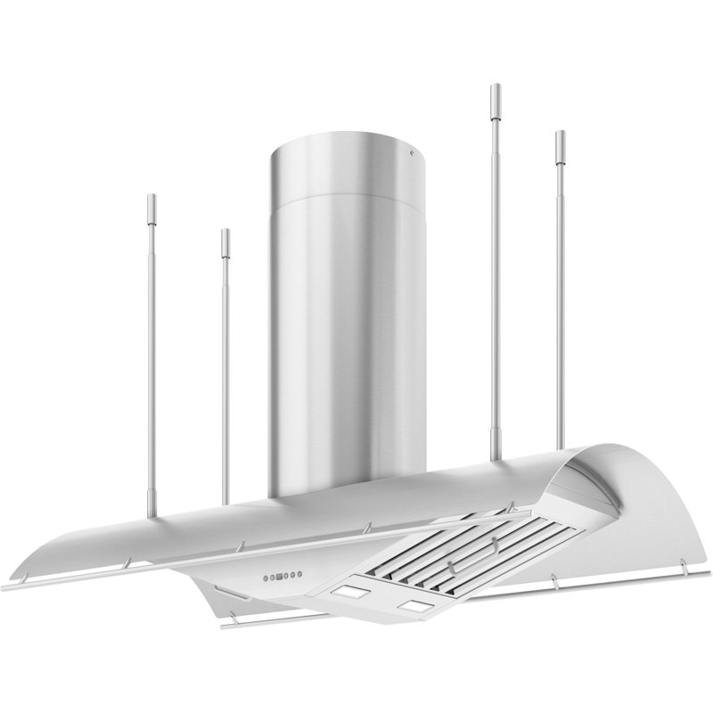 Hotte pour îlot avec lumières DEL en acier inoxydable Zephyr Trapeze, 48"