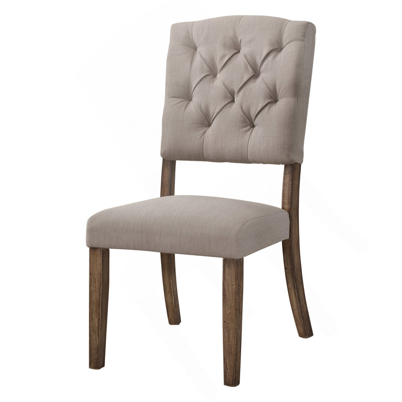 Ensemble de 2 chaises d'appoint en lin beige et chêne vieilli Bernard